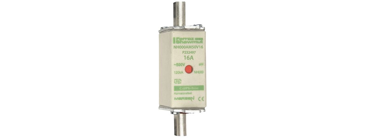 P232497 - NH fuse-link aM, 500VAC, size 000, 16A double indicator/live tags